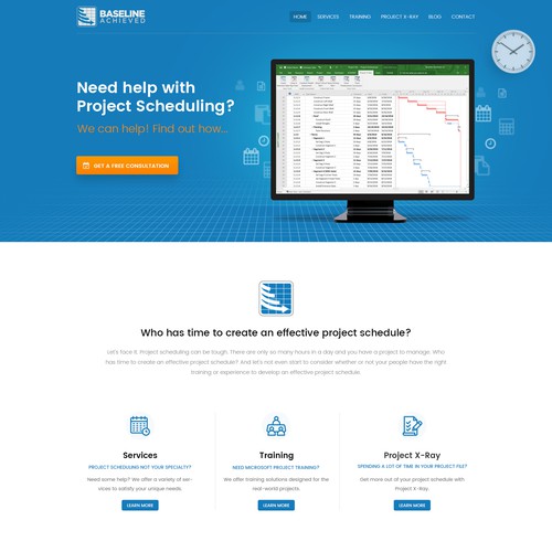 Business website with the title 'Baseline Achieved'