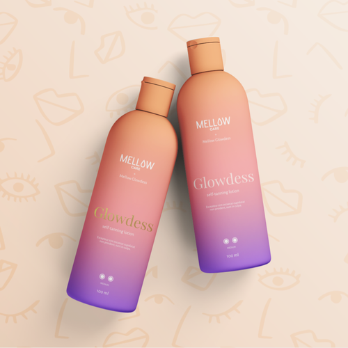Feminine label with the title 'Packaging design for self-tanning lotion'