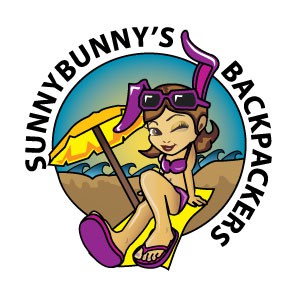 Backpack design with the title 'SnowBunnys to SunnyBunnys'