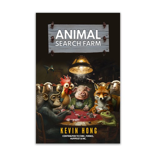 Creative book cover with the title 'Detailed Book cover design - Animal Search Farm'