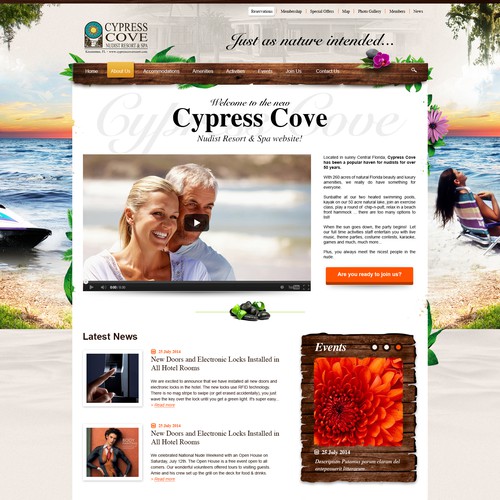Nature website with the title 'Design the new amazing look of cypresscoveresort.com'