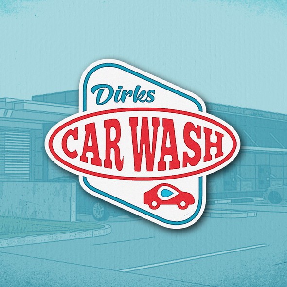 Retro logo with the title 'dirks car wash'