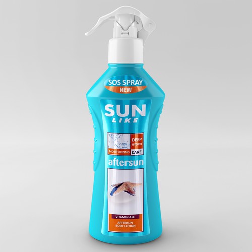 Bottle artwork with the title '3d renders and labels for cosmetic products'