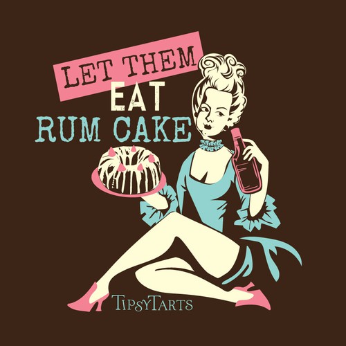 Antique design with the title 'let them eat rum cake'