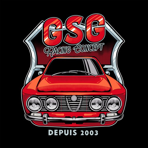 Portfolio logo with the title 'car tshirt design'