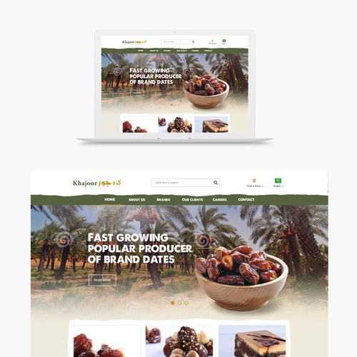 Product website with the title 'Creative Website for Khajoor'