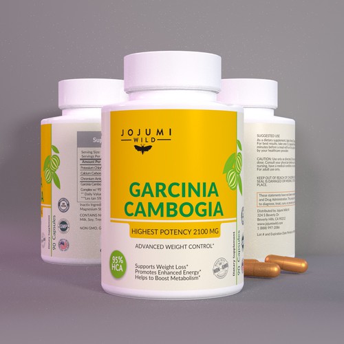 Fitness label with the title 'GACINIA CAMBOGIA LABEL'