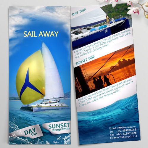 Yacht design with the title 'Travel Brochure'