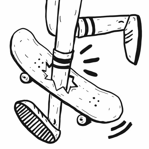 Skateboard artwork with the title 'Someone ask for a skate illustration'