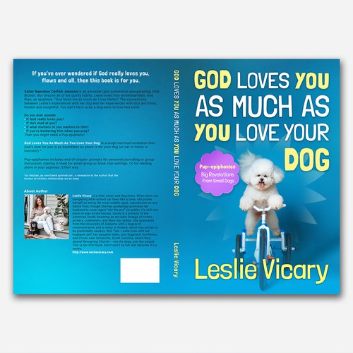 Cute book cover with the title 'God Loves You As Much As You Love Your Dog, by Leslie Vicary'