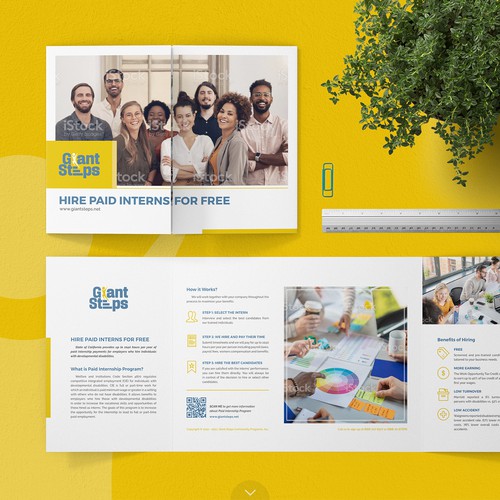 Hiring design with the title 'Giant Steps Gate-Fold Brochure'