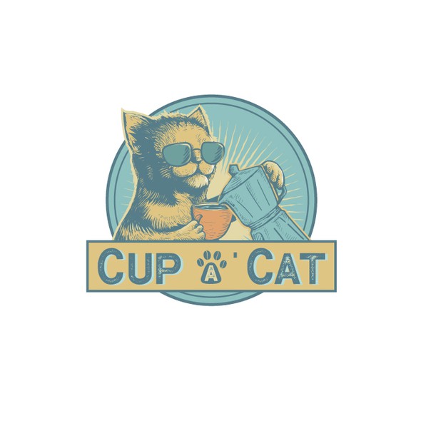 Coffee bean design with the title 'Cup a' Cat'