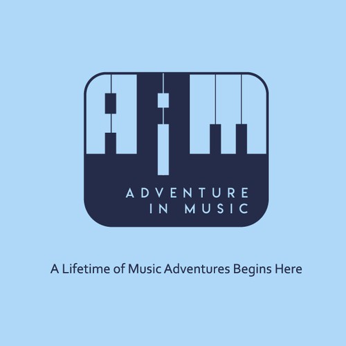 Piano keys design with the title 'Adventure in music'