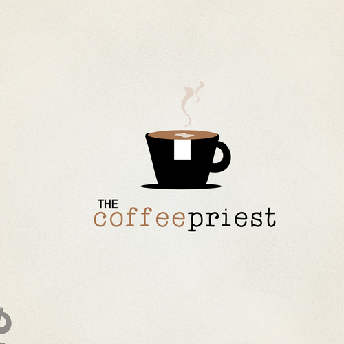 Brown logo with the title 'Help The Coffee Priest with a new logo'
