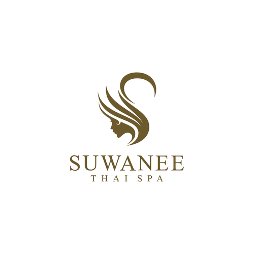 Woman face logo with the title 'High-end elegant massage and spa services the name SUWANEE THAI SPA'