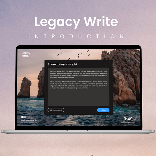Book website with the title 'Legacy Book Writing Design'