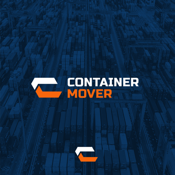 Orange and blue design with the title 'Container Mover'