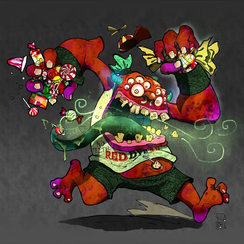 Monster artwork with the title 'Redy The Red Dye 40 Monster 2018'