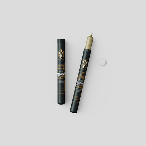 Art Deco label with the title 'Tulsa CBD Pre-roll Tube Design'