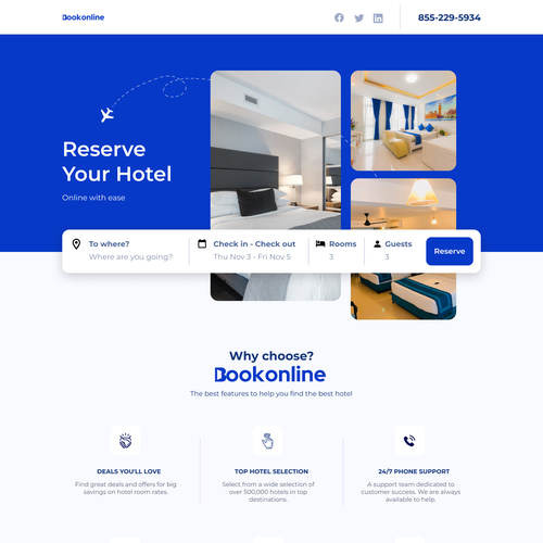 Travel agency website with the title 'Hotel booking web app home page'
