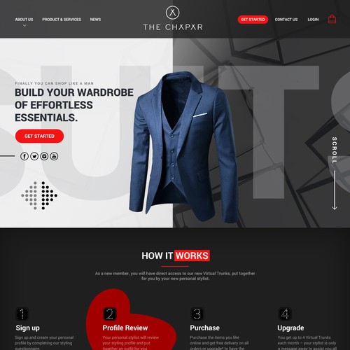 Fashion website with the title 'Homepage design for men fashion company'