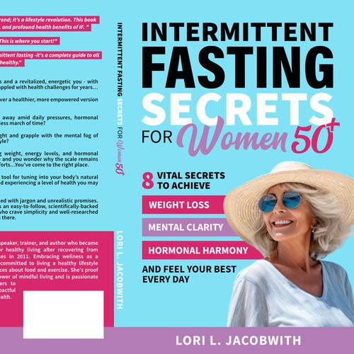 Weight-loss book cover with the title 'INTERMITTENT FASTING SECRETS FOR Women 50+'