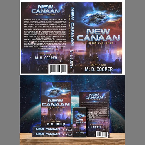 Science-fiction book cover with the title 'book New Canaan'