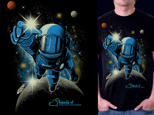 Astronaut t-shirt with the title 'Reach The Stars'