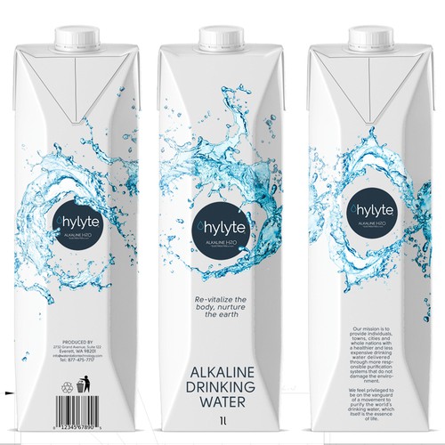 Water packaging with the title 'water package design'