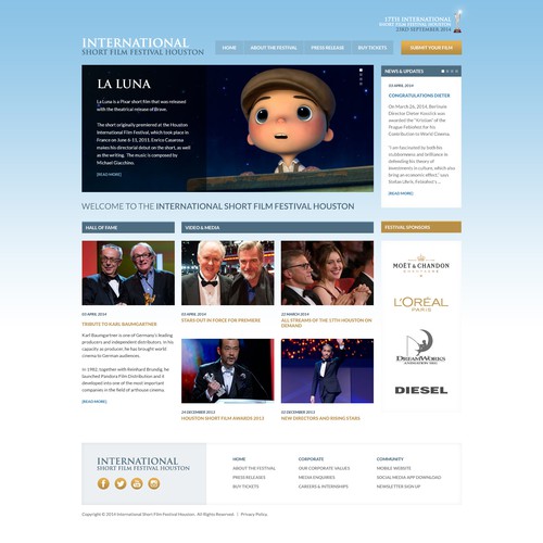 Video website with the title 'Film / Movie Production Festival Event Web Design'