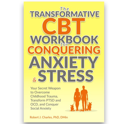 Positive design with the title 'The Transformative CBT Workbook for Conquering Anxiety & Stress'