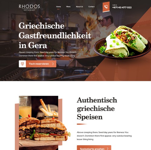 Homepage website with the title 'Restaurant Homepage Design'