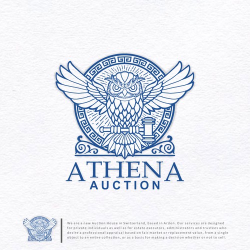 Auction design with the title 'Athena logo'