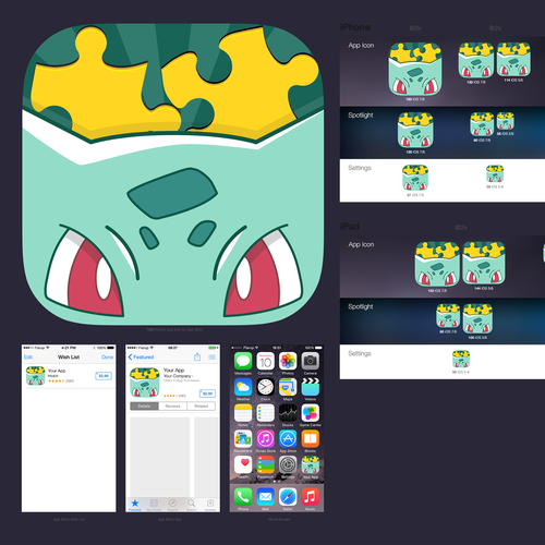 Puzzle design with the title 'iOS app icon for jigsaw puzzle game'