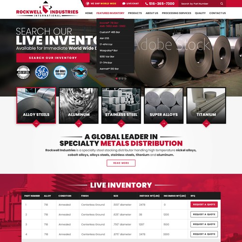 Industrial website with the title 'Reinvent Rockwell Industries International's Website.'