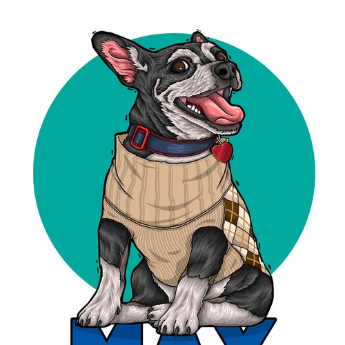 Animal artwork with the title 'Rambunctious Canine Pal'