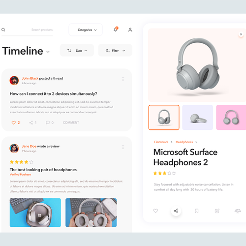 Timeline design with the title 'Product Timeline page design. '