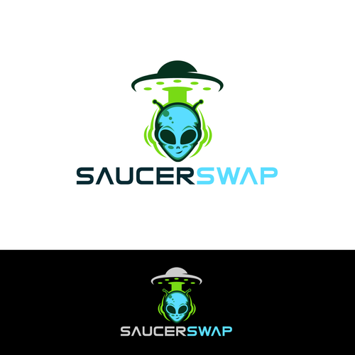 UFO design with the title 'The happy invader'