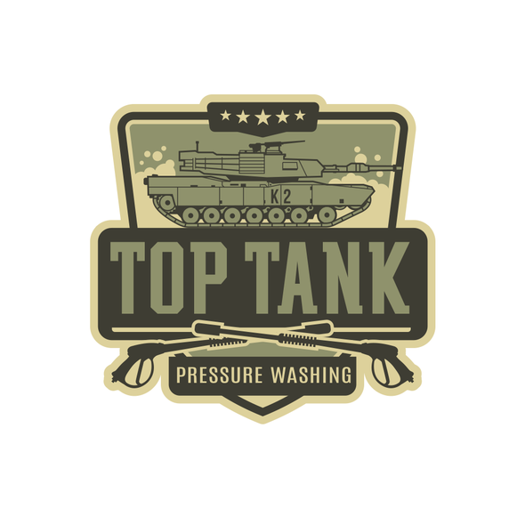 卡通压力清洗标志，标题为“TOPTANK logo”