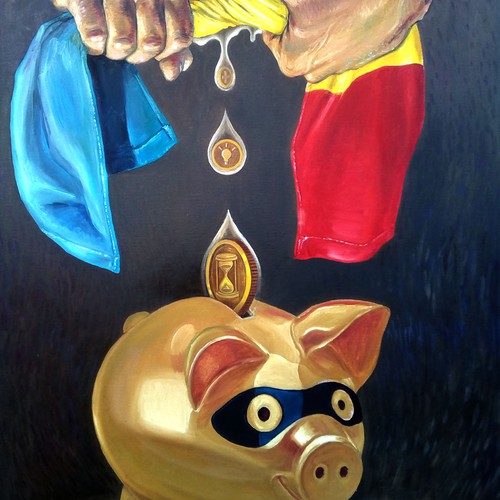 Paintbrush design with the title 'Drained'