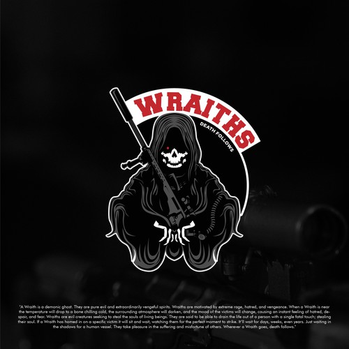 Sniper logo with the title 'WRAITHS - DEATH FOLLOWS'