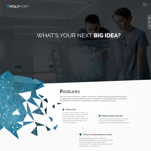 Futuristic website with the title 'Futuristic site for 3D Asset Protection Platform'