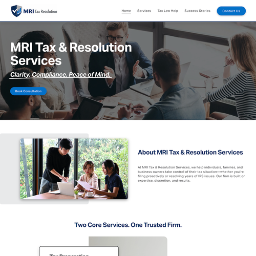 Design with the title 'MRI Tax Resolution Design'