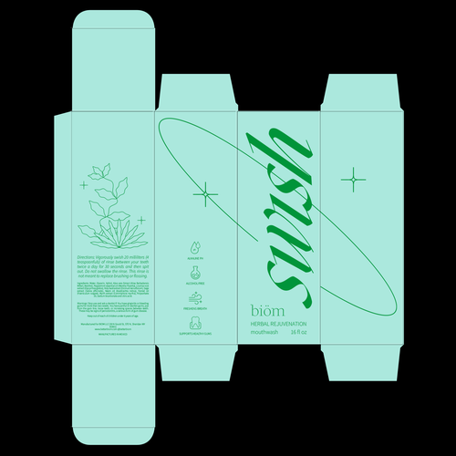 Retro packaging with the title 'Biom _ mouthwash box design '