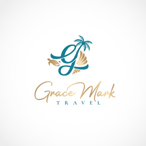 Travel logo with the title 'GraceMark Travel beach vibe logo'