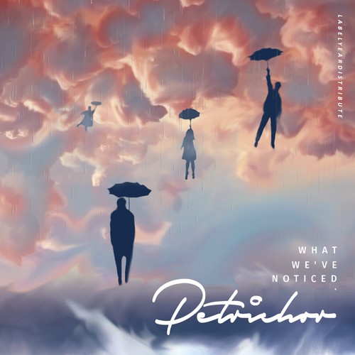 Album artwork with the title 'album cover artwork for petrichor band'