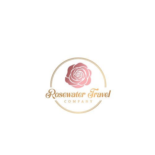 Rose gold logo with the title 'logo concept for travel'