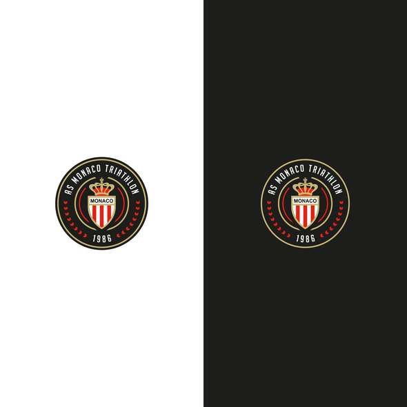 Triathlon logo with the title 'Clean, minimal, circular logo for AS Monaco Triathlon'