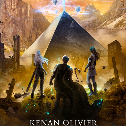 Golden book cover with the title 'La Guerre des Sept Lunes - Fantasy Book Cover'