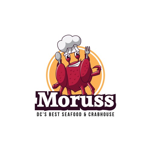 Crab logo with the title 'Crab cartoon logo concept'